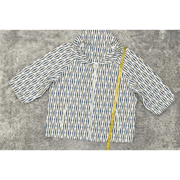 Chico's Blue Polyester Full Zip Windbreaker Jacket Size 3 Geometric 3/4 Sleeve - Picture 7 of 7